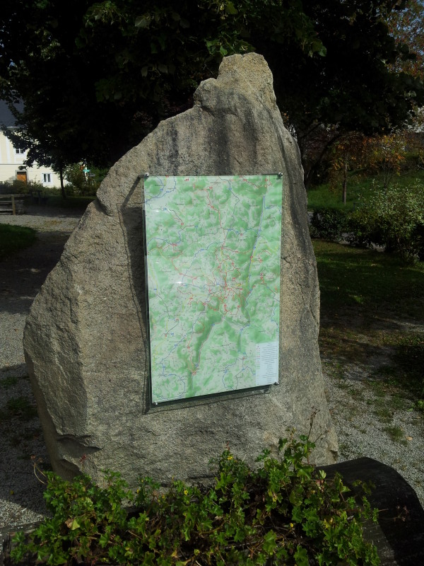 Photo of wayside panel with hiking and biking map of Gutau